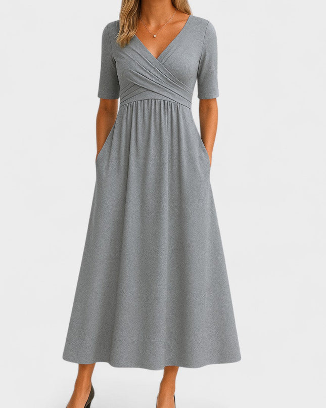 Jessica | Chic Women’s Midi Dress with V-Neck