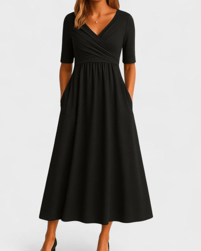Jessica | Chic Women’s Midi Dress with V-Neck