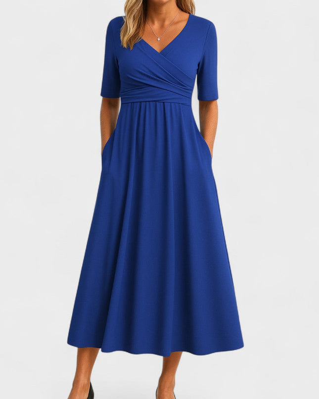 Jessica | Chic Women’s Midi Dress with V-Neck