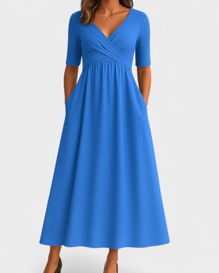 Jessica | Chic Women’s Midi Dress with V-Neck