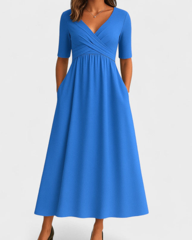 Jessica | Chic Women’s Midi Dress with V-Neck