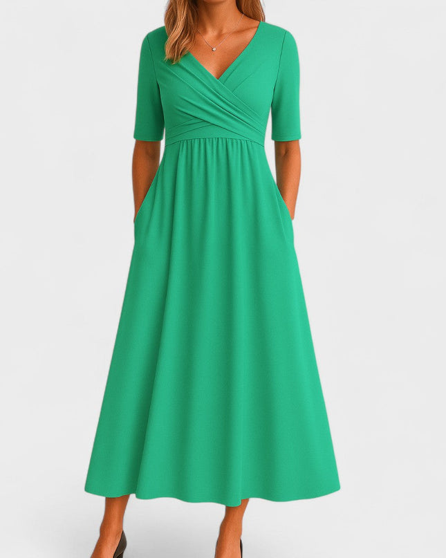 Jessica | Chic Women’s Midi Dress with V-Neck
