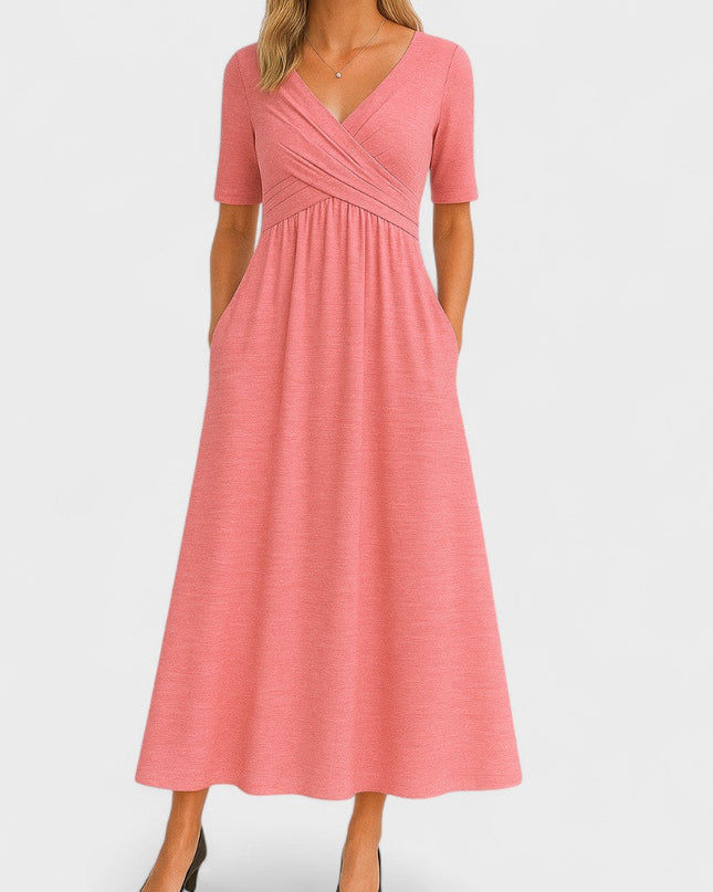 Jessica | Chic Women’s Midi Dress with V-Neck