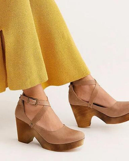 Teresa | Elegant Wedge Heels with Closed Toe & Ankle Strap