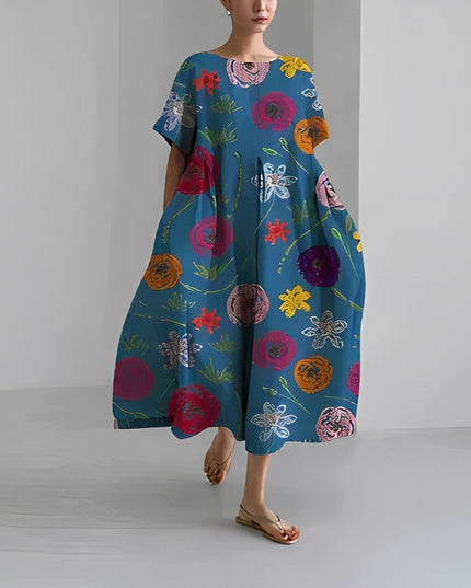 Jacklyn | Women Relaxed Style Flower Midi Dress