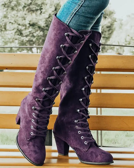 Brianna | Women’s Lace-Up Block Heel Long Boots