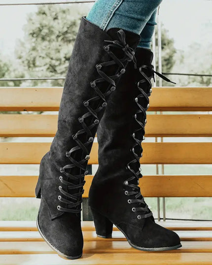 Brianna | Women’s Lace-Up Block Heel Long Boots