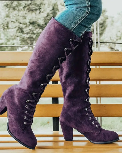Brianna | Women’s Lace-Up Block Heel Long Boots