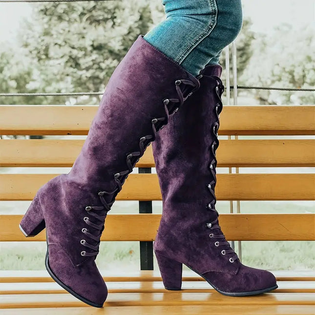 Brianna | Women’s Lace-Up Block Heel Long Boots