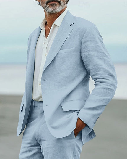 Men’s 2-Piece Linen Suit – Lightweight Summer Blazer and Trousers Set