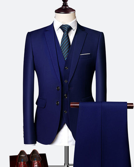 Men’s 3-Piece Slim Fit Suit – Blazer, Waistcoat and Trousers Formal Set