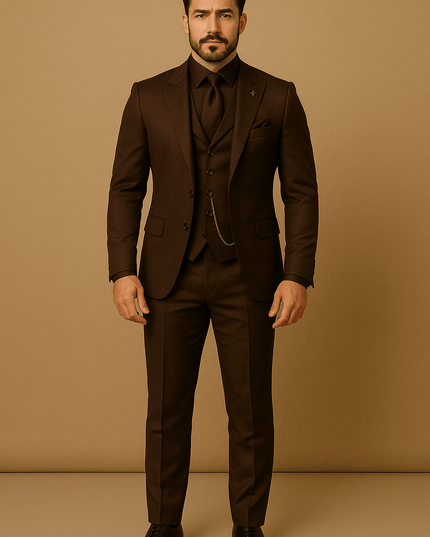 Men’s 3-Piece Slim Fit Suit – Blazer, Waistcoat and Trousers Set for Formal Events