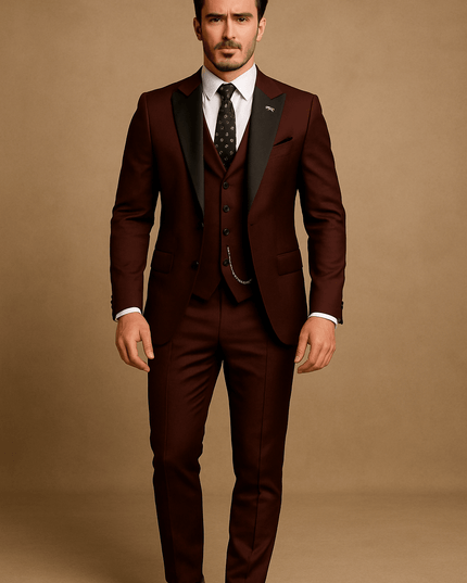 Men’s 3-Piece Slim Fit Suit – Blazer, Waistcoat and Trousers Set for Formal Events