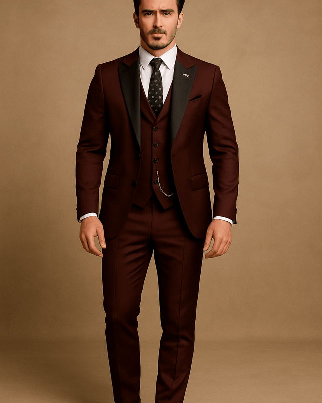Men’s 3-Piece Slim Fit Suit – Blazer, Waistcoat and Trousers Set for Formal Events