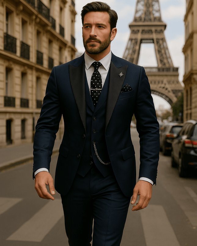 Men’s 3-Piece Slim Fit Suit – Blazer, Waistcoat and Trousers Set for Formal Events