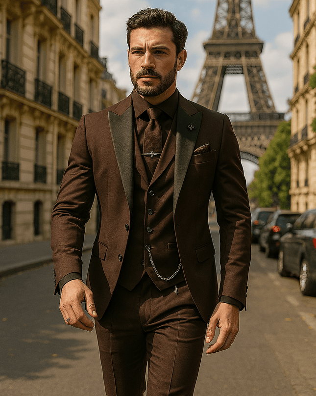 Men’s 3-Piece Slim Fit Suit – Blazer, Waistcoat and Trousers Set for Formal Events