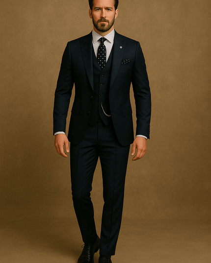 Men’s 3-Piece Slim Fit Suit – Blazer, Waistcoat and Trousers Set for Formal Events