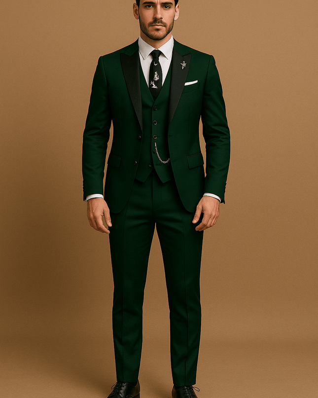 Men’s 3-Piece Slim Fit Suit – Blazer, Waistcoat and Trousers Set for Formal Events