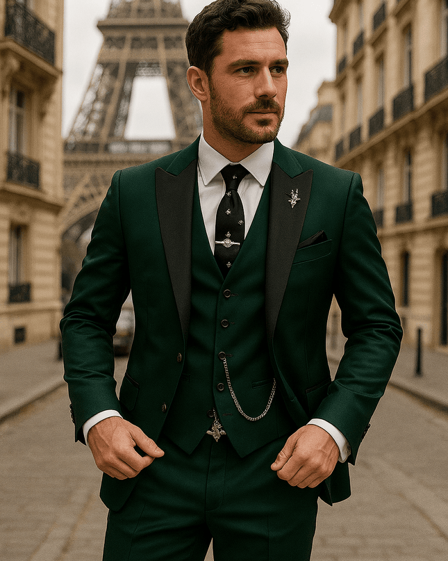 Men’s 3-Piece Slim Fit Suit – Blazer, Waistcoat and Trousers Set for Formal Events