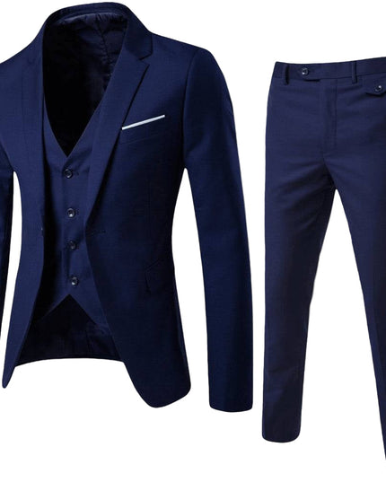 Men’s 3-Piece Tailored Suit – Classic Blazer, Waistcoat and Trousers for Formal Events