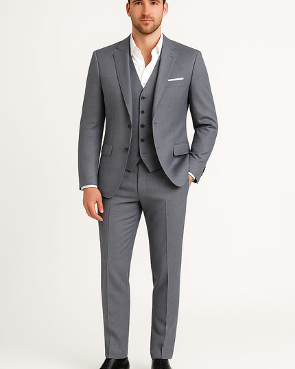 Men’s 3-Piece Tailored Suit – Classic Blazer, Waistcoat and Trousers for Formal Events