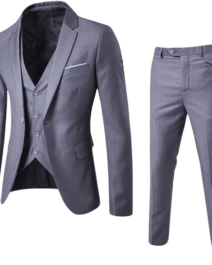 Men’s 3-Piece Tailored Suit – Classic Blazer, Waistcoat and Trousers for Formal Events
