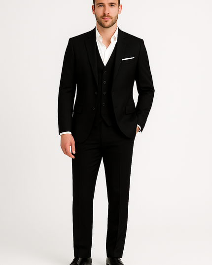 Men’s 3-Piece Tailored Suit – Classic Blazer, Waistcoat and Trousers for Formal Events