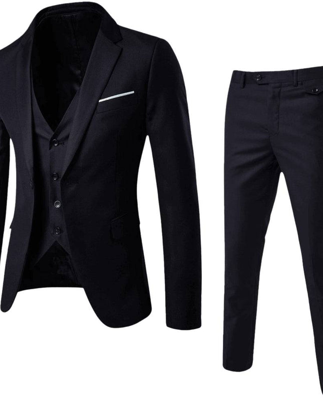 Men’s 3-Piece Tailored Suit – Classic Blazer, Waistcoat and Trousers for Formal Events