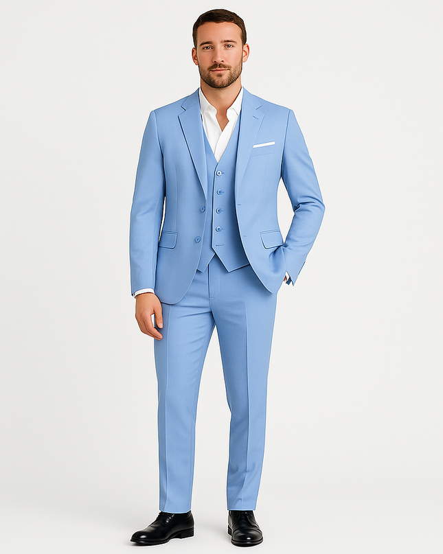 Men’s 3-Piece Tailored Suit – Classic Blazer, Waistcoat and Trousers for Formal Events