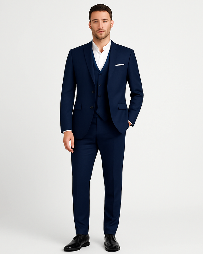 Men’s 3-Piece Tailored Suit – Classic Blazer, Waistcoat and Trousers for Formal Events
