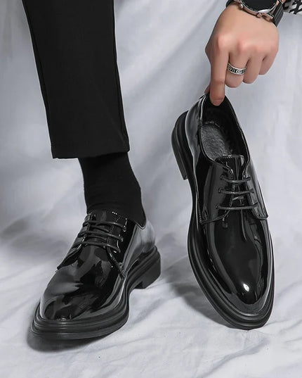 Men’s Black Patent Derby Dress Shoes – Formal Gloss Dress Foot Wear