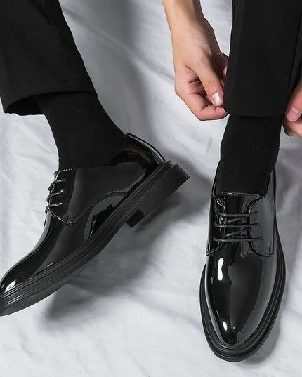 Men’s Black Patent Derby Dress Shoes – Formal Gloss Dress Foot Wear