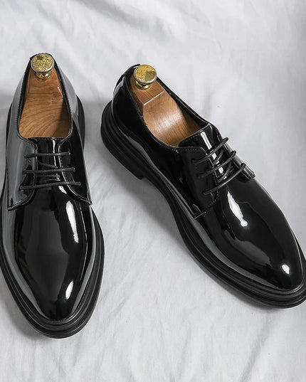 Men’s Black Patent Derby Dress Shoes – Formal Gloss Dress Foot Wear