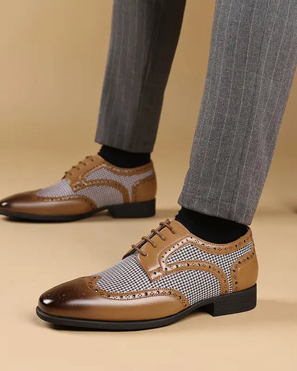 Men’s Brogue Oxford Shoes – Lace-Up Low Top