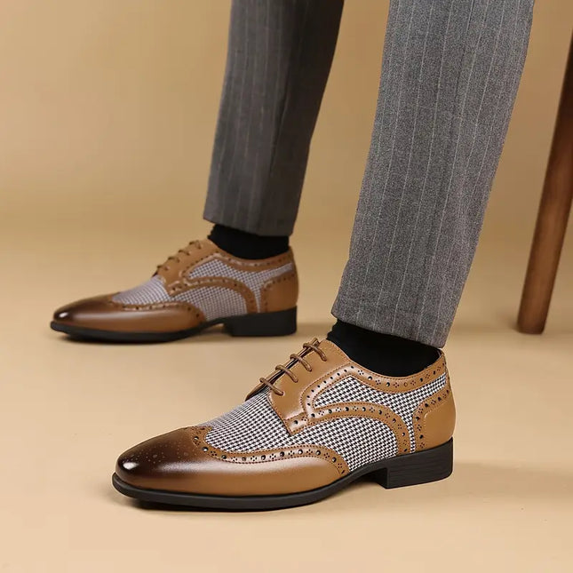 Men’s Brogue Oxford Shoes – Lace-Up Low Top