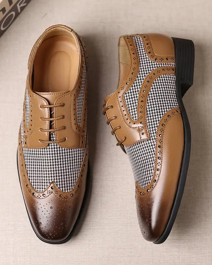 Men’s Brogue Oxford Shoes – Lace-Up Low Top