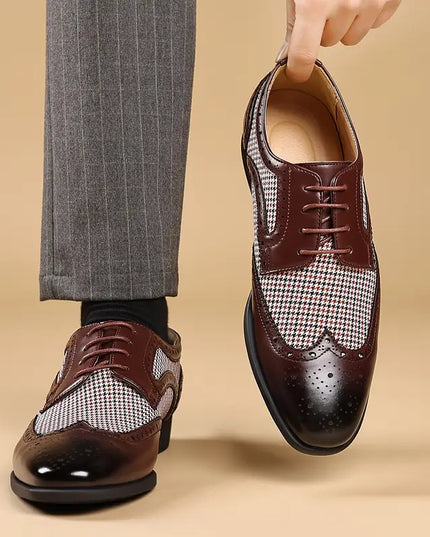 Men’s Brogue Oxford Shoes – Lace-Up Low Top