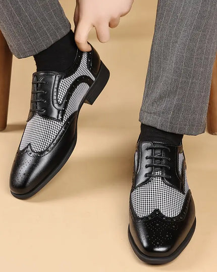 Men’s Brogue Oxford Shoes – Lace-Up Low Top