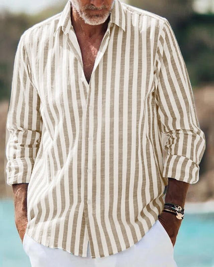 Men’s Casual Striped Shirt – Lightweight Long Sleeve Design for Everyday Style