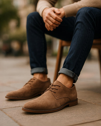 Men’s Classic Lace-Up Dress Shoes – Smart Suede Design for Weddings and Formal Occasions