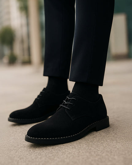 Men’s Classic Lace-Up Dress Shoes – Smart Suede Design for Weddings and Formal Occasions