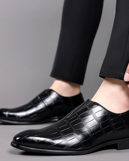 Men’s Classic Patterned Leather Dress Shoes – Timeless Design with Cushioned Comfort