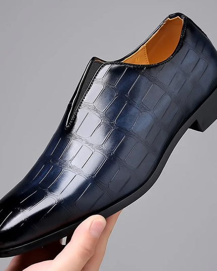 Men’s Classic Patterned Leather Dress Shoes – Timeless Design with Cushioned Comfort