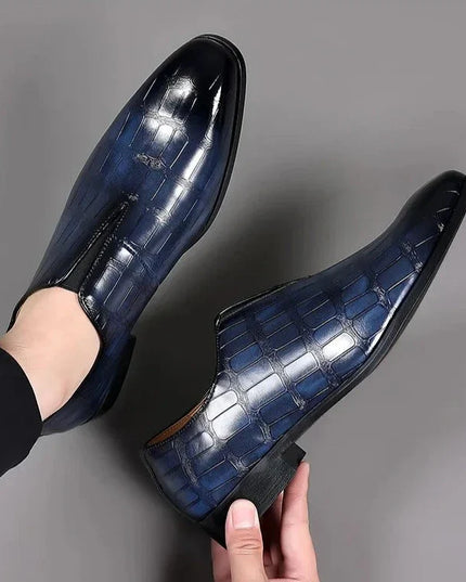 Men’s Classic Patterned Leather Dress Shoes – Timeless Design with Cushioned Comfort