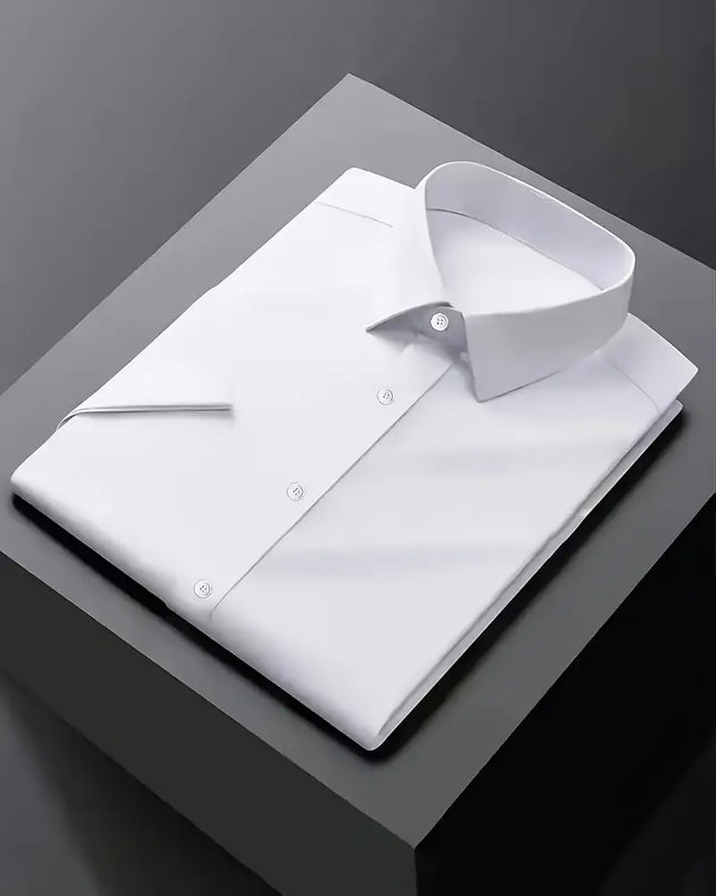 Men’s Classic White Dress Shirt – Slim Fit Long Sleeve