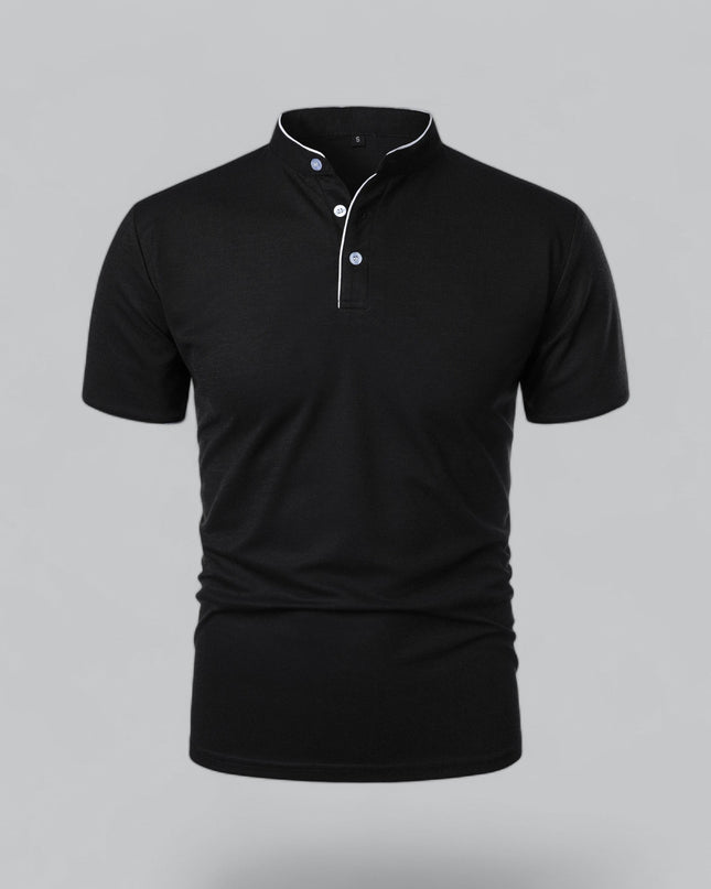 Men’s Collarless Polo Shirt – Timeless Old Money Style Essential