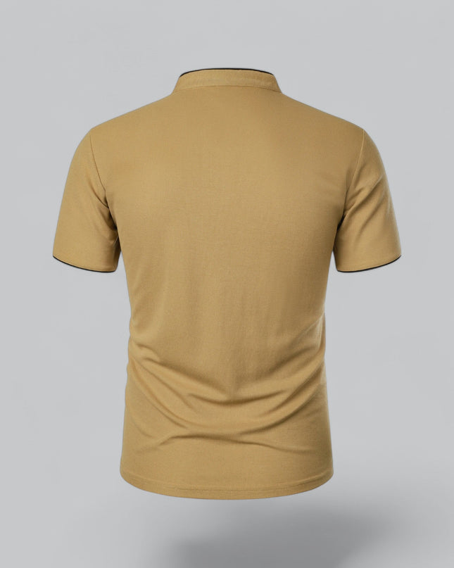 Men’s Collarless Polo Shirt – Timeless Old Money Style Essential