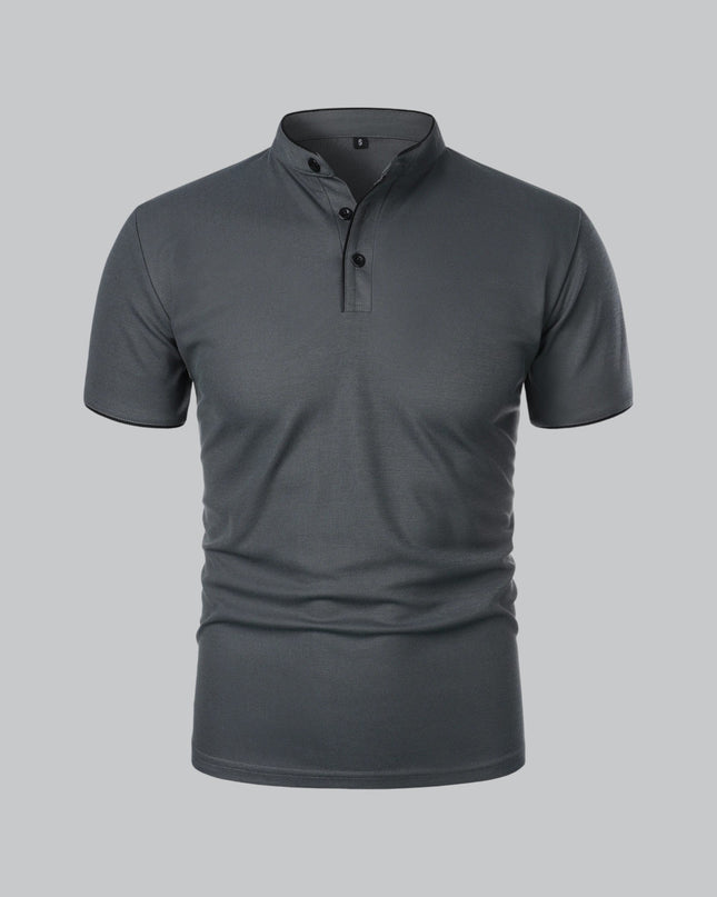 Men’s Collarless Polo Shirt – Timeless Old Money Style Essential