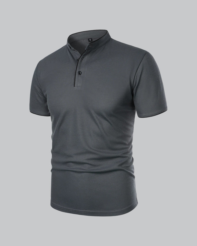 Men’s Collarless Polo Shirt – Timeless Old Money Style Essential
