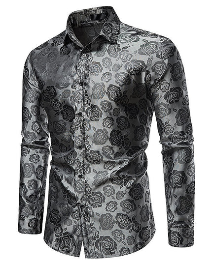 Men’s Elegant Long Sleeve Shirt – Gloss Finish Statement Piece for Special Occasions